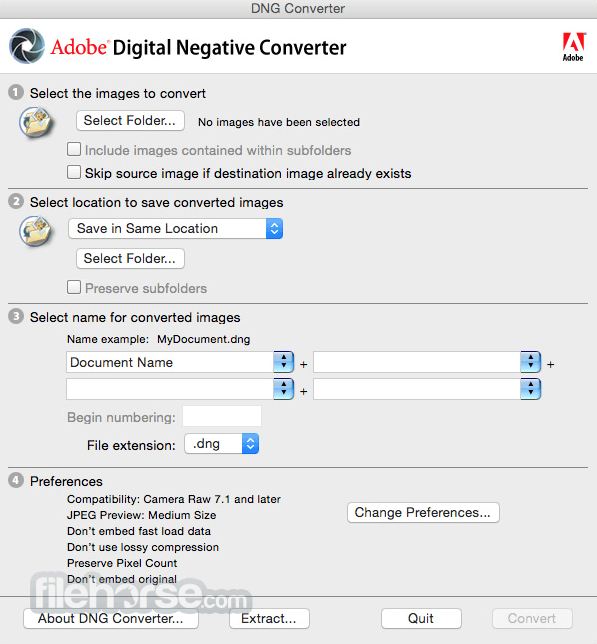 Adobe DNG Converter for Mac 畫面截圖 1