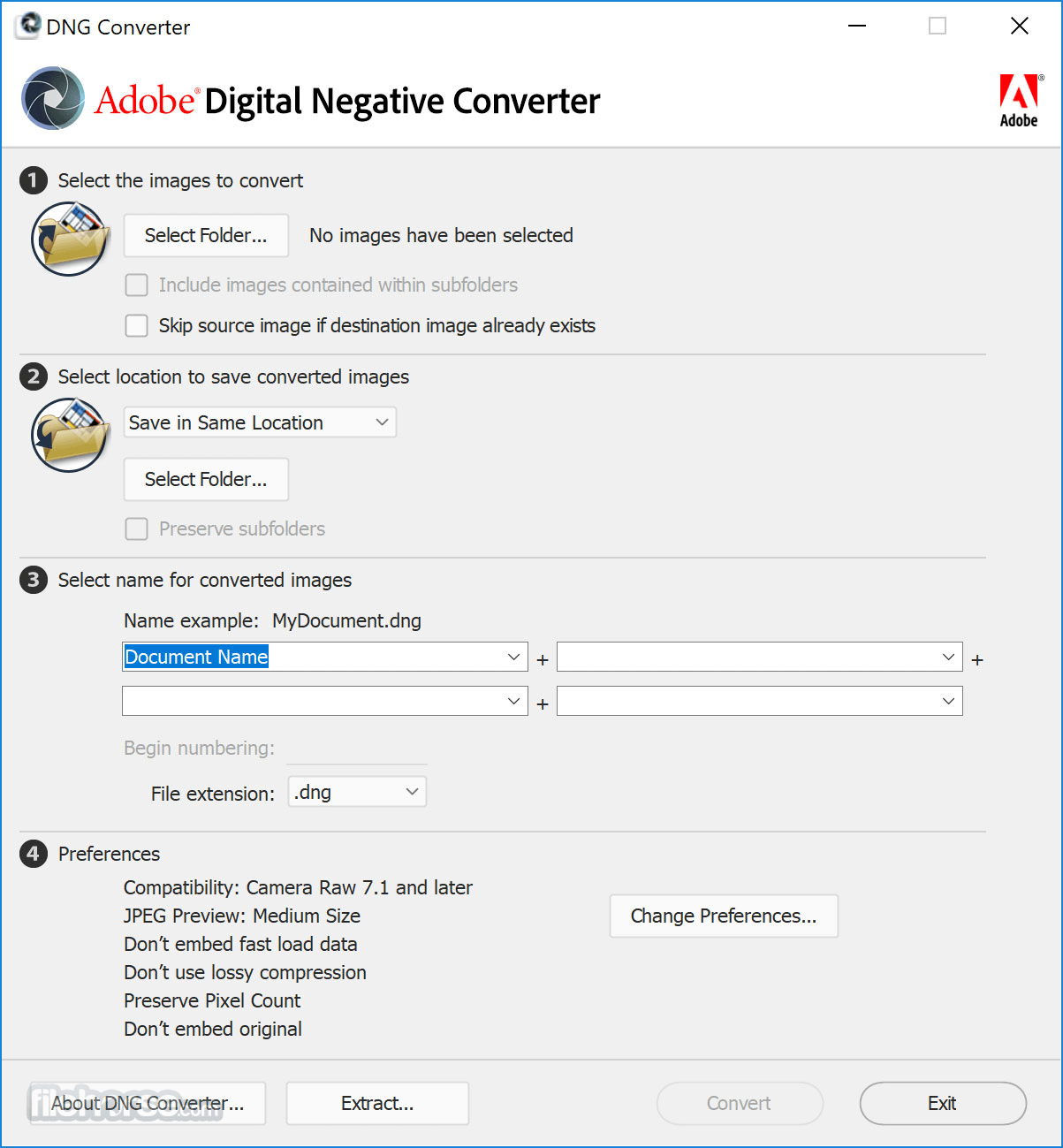 Adobe DNG Converter 畫面截圖 1