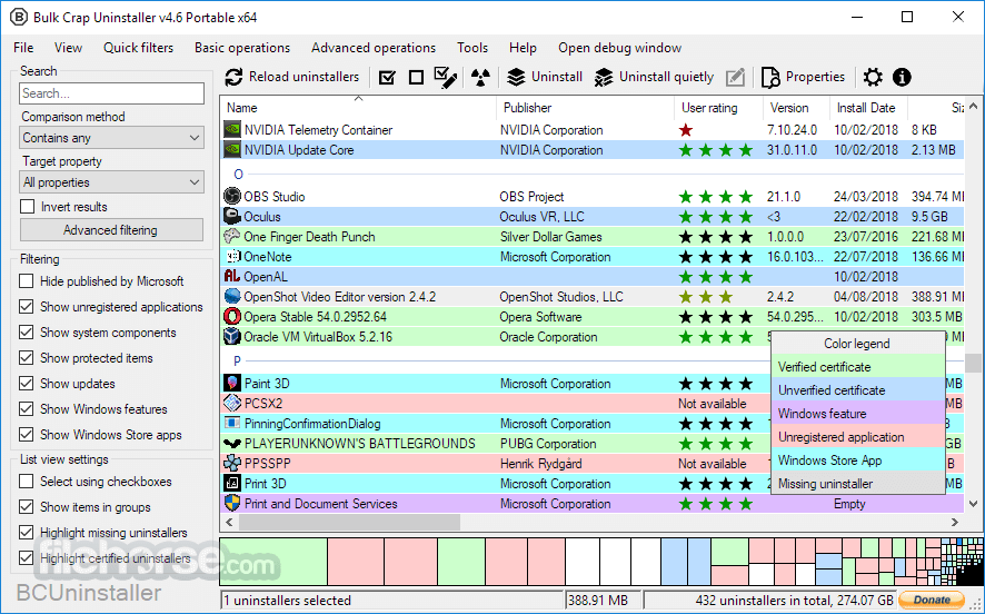 Bulk Crap Uninstaller 畫面截圖 1