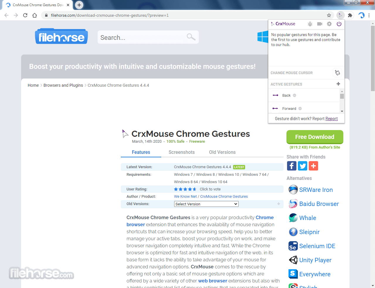 CrxMouse Chrome Gestures 畫面截圖 1