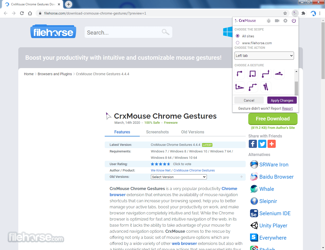 CrxMouse Chrome Gestures 畫面截圖 2
