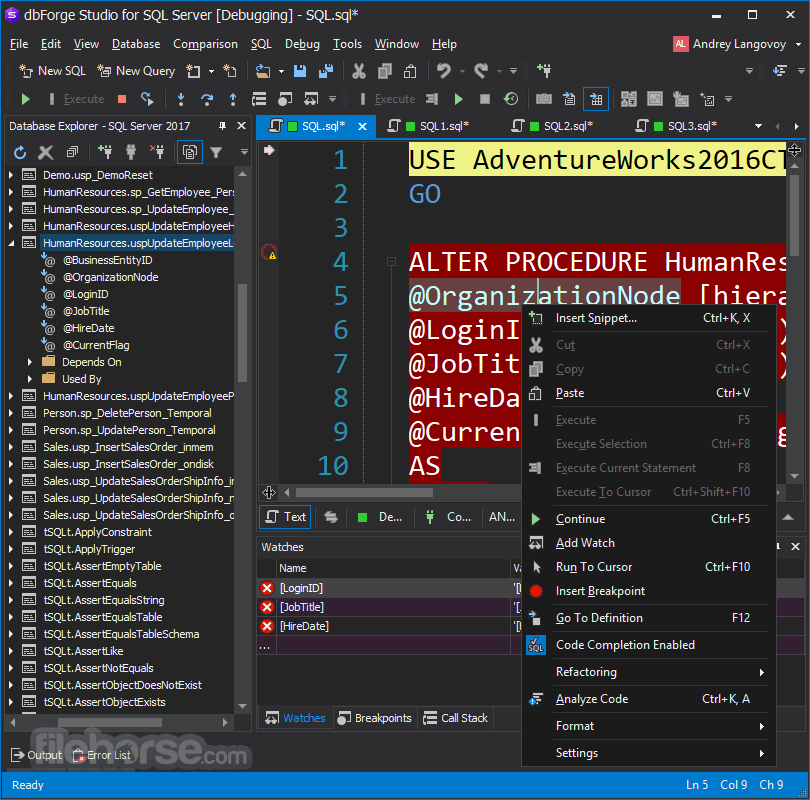dbForge Studio for SQL Server Professional 畫面截圖 1