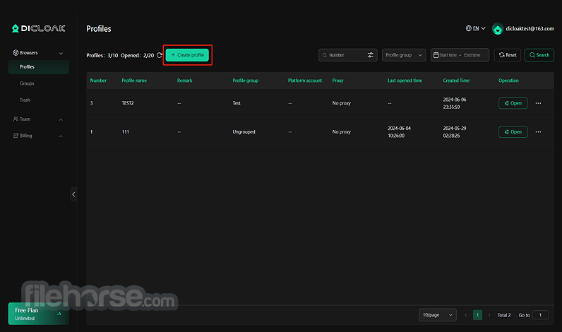 DICloak Anti-detect Browser 2.6.0 (64-bit) 畫面截圖 1