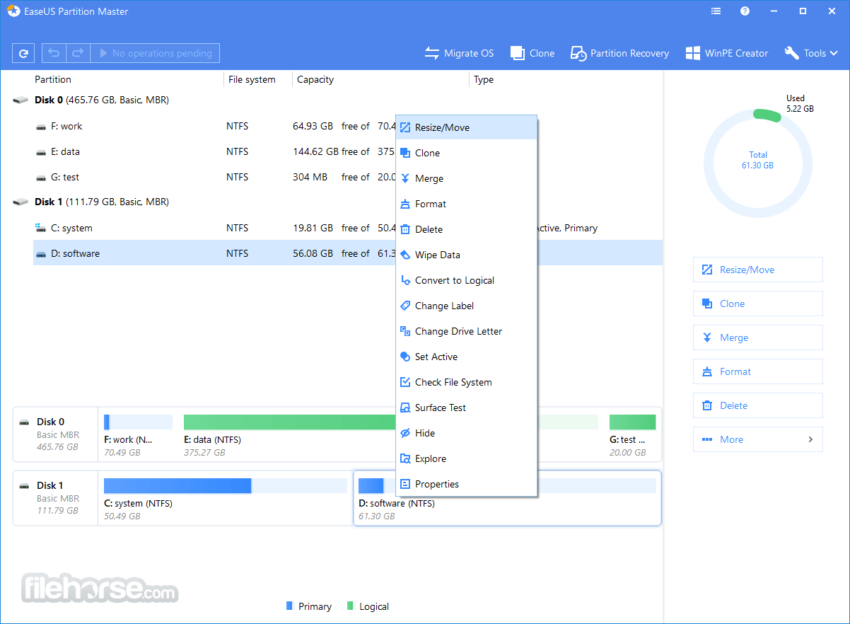 EaseUS Partition Master Free 畫面截圖 1
