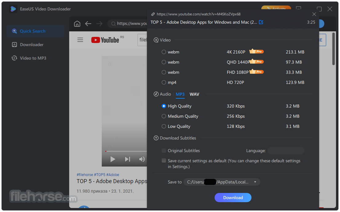 EaseUS Video Downloader 畫面截圖 2