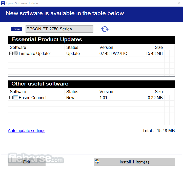 Epson Software Updater 畫面截圖 1