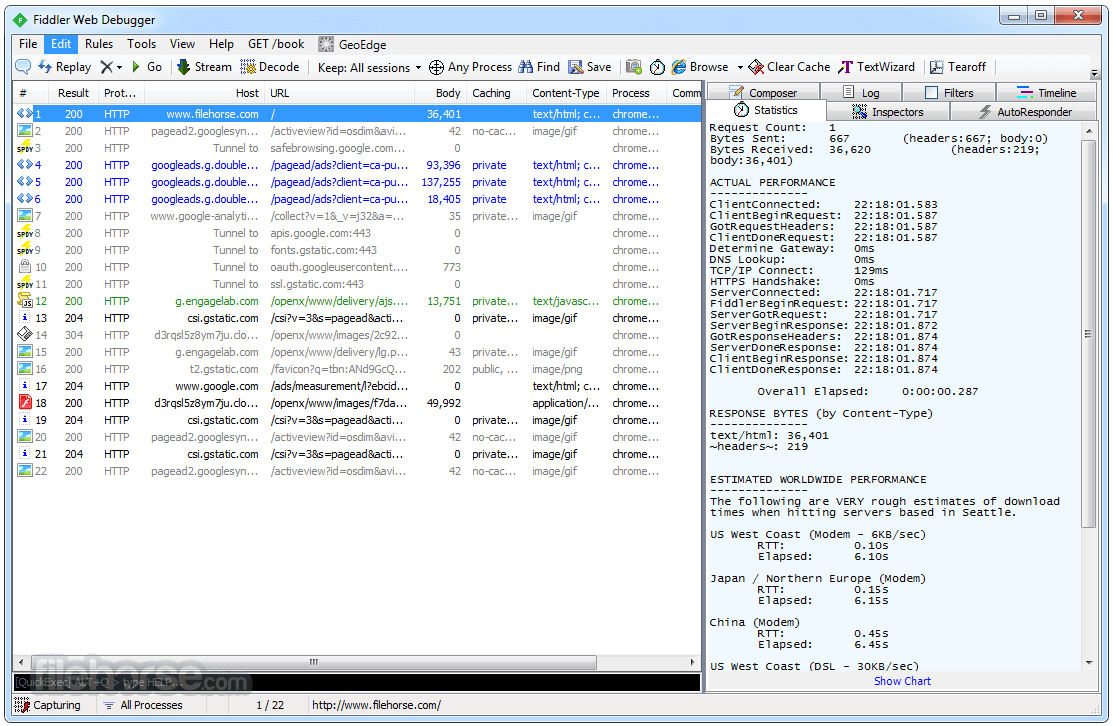 Fiddler Web Debugger 畫面截圖 1