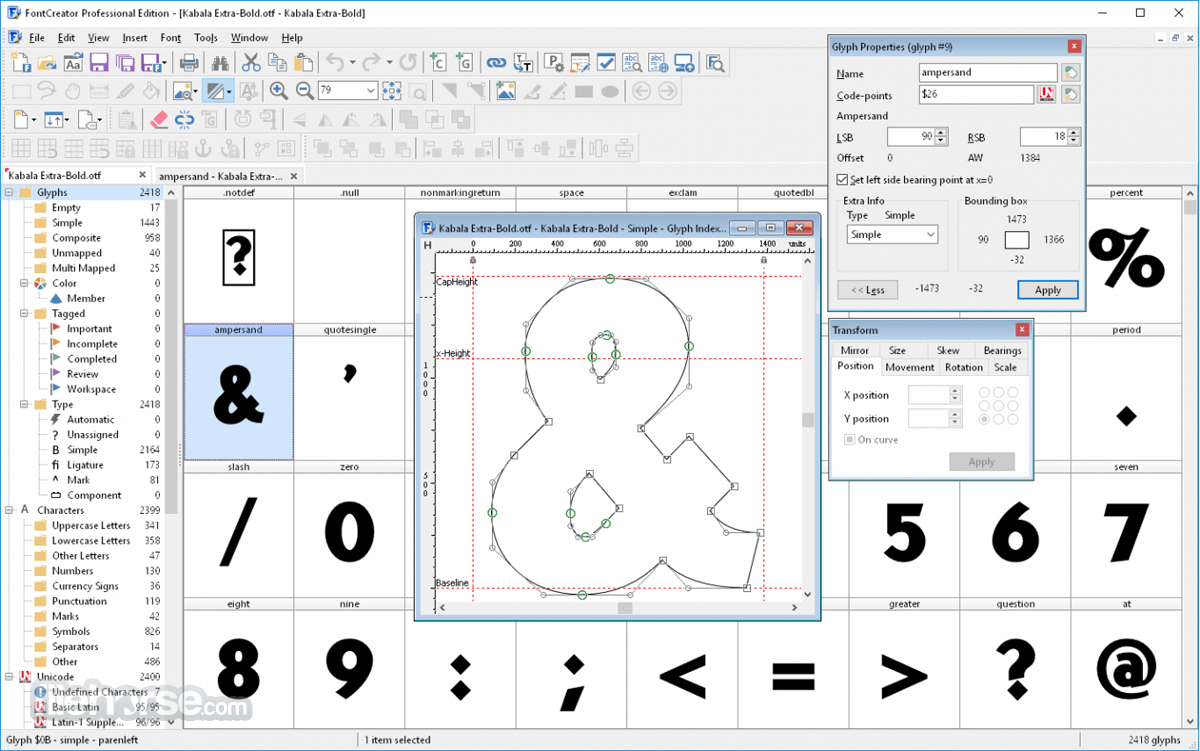 FontCreator 16.0.0.3077 (64-bit) 畫面截圖 1