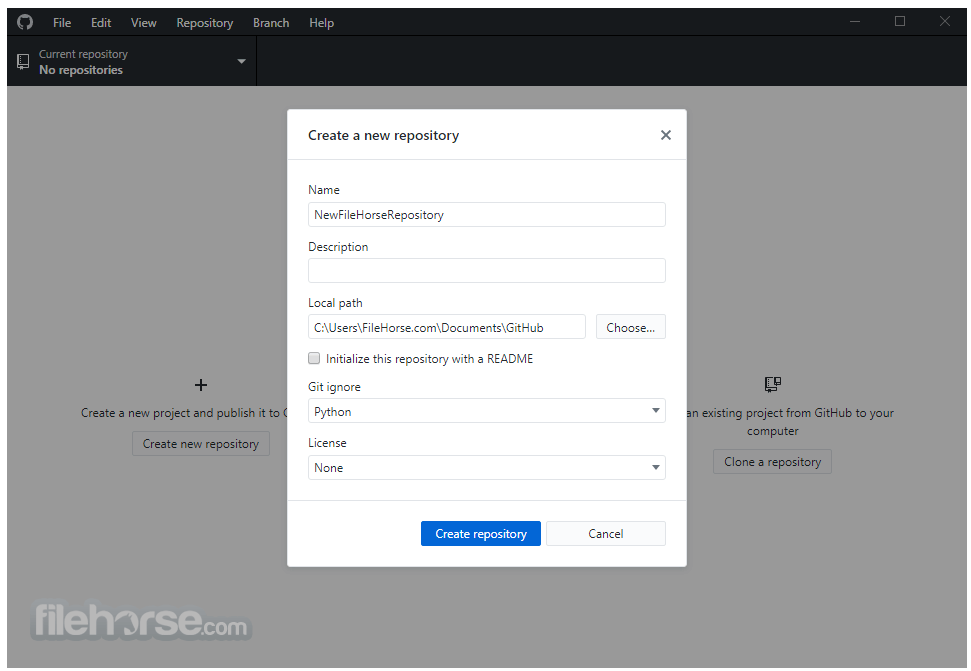GitHub Desktop 畫面截圖 1