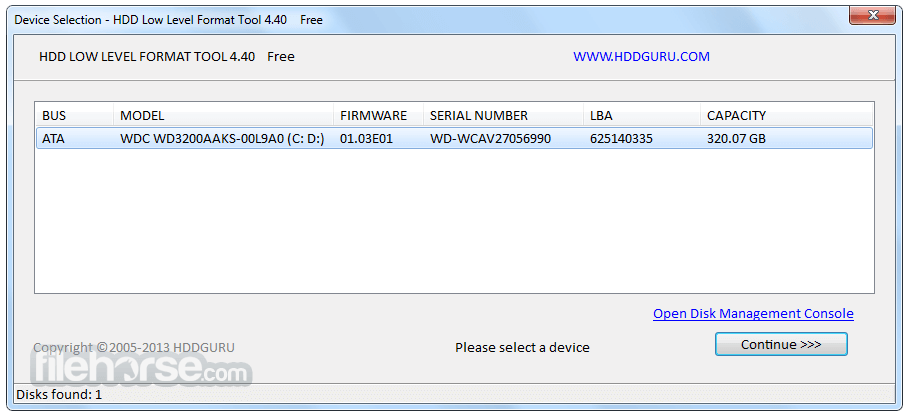 HDD Low Level Format Tool 畫面截圖 1