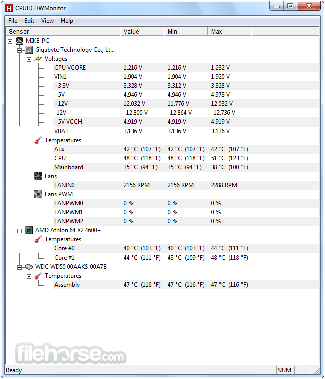 HWMonitor Portable 畫面截圖 1