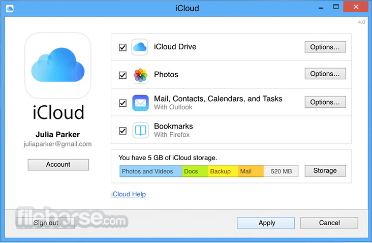 iCloud Control Panel 畫面截圖 1