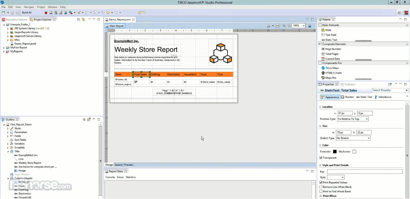 Jaspersoft Studio 畫面截圖 1