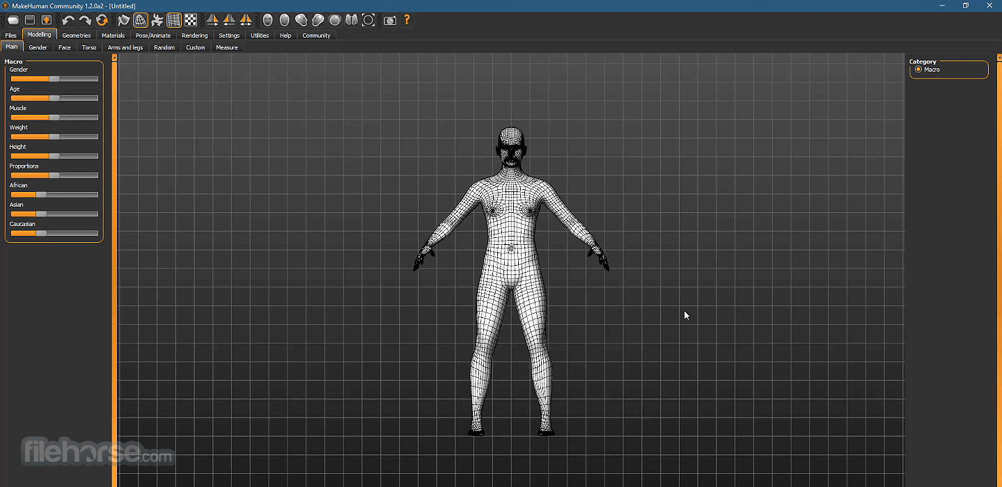 MakeHuman 畫面截圖 1