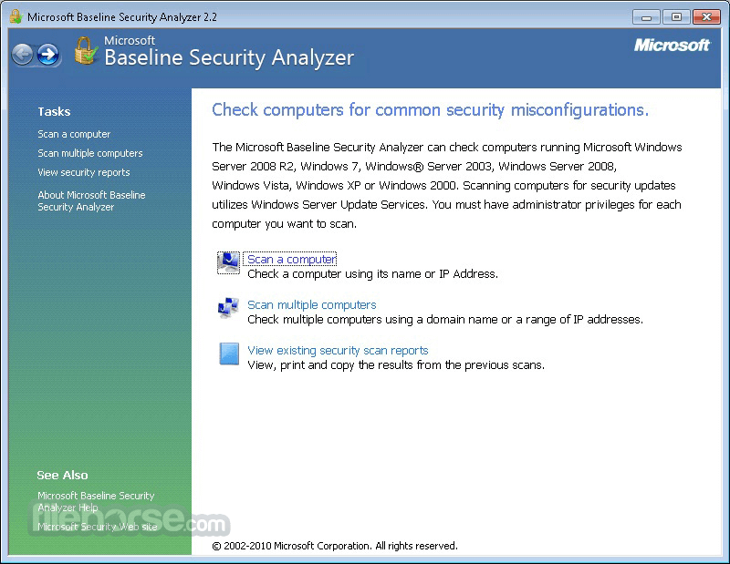 Microsoft Baseline Security Analyzer 2.3 (64-bit) 畫面截圖 1