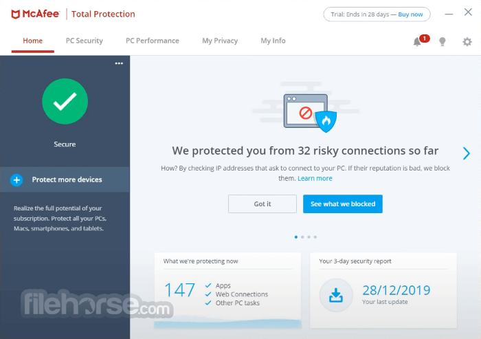 McAfee Total Protection 20.0 Build 16.0 R28 畫面截圖 1