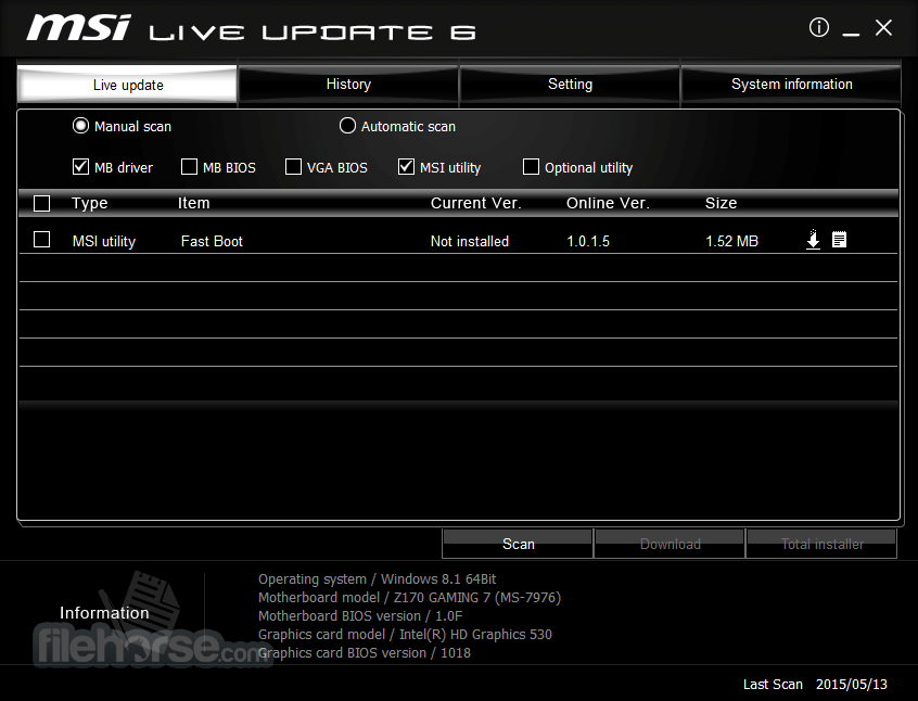 MSI Live Update 畫面截圖 3