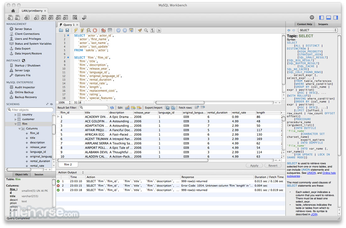 MySQL Workbench 畫面截圖 3