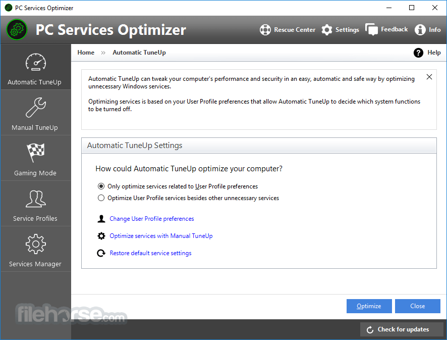 PC Services Optimizer 畫面截圖 2