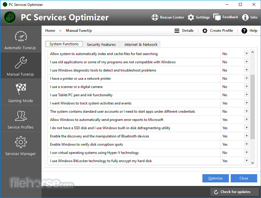 PC Services Optimizer 畫面截圖 3
