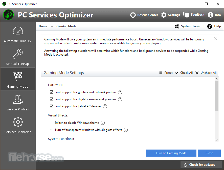 PC Services Optimizer 畫面截圖 4