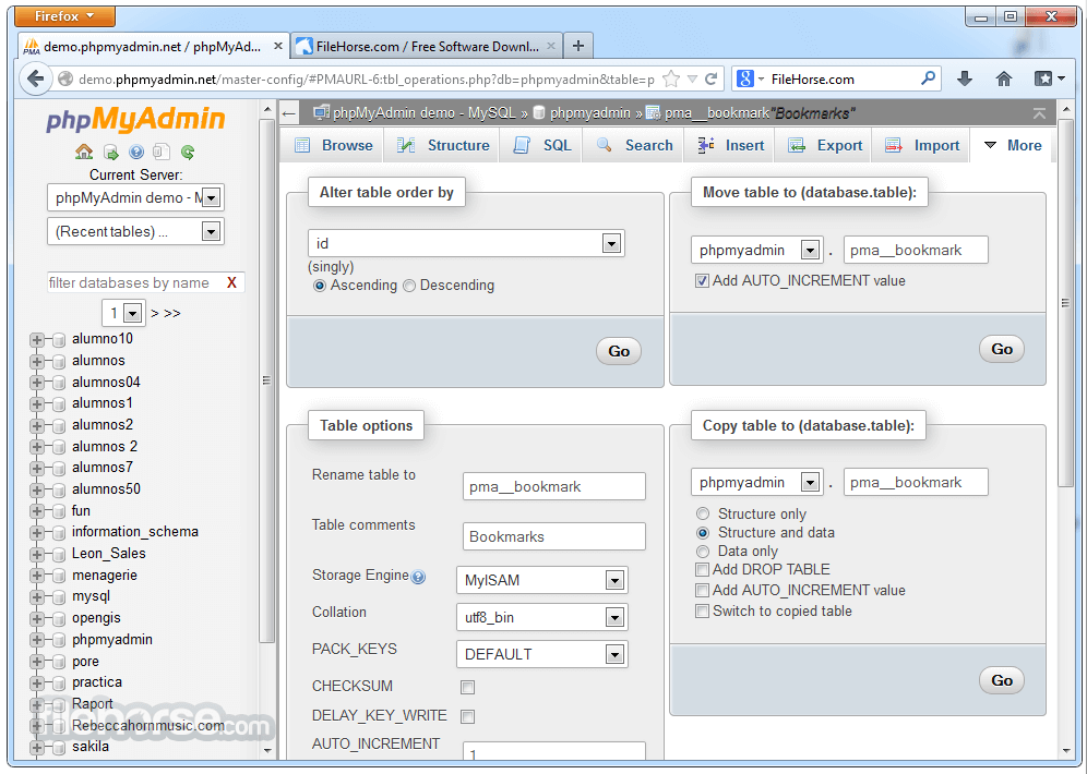 phpMyAdmin 畫面截圖 4