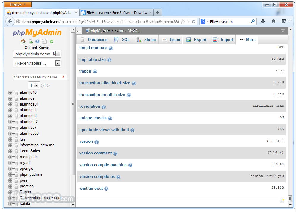 phpMyAdmin 畫面截圖 5