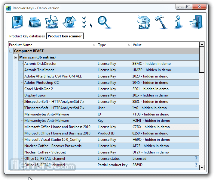 Recover Keys 12.0.6.316 (64-bit) 畫面截圖 1