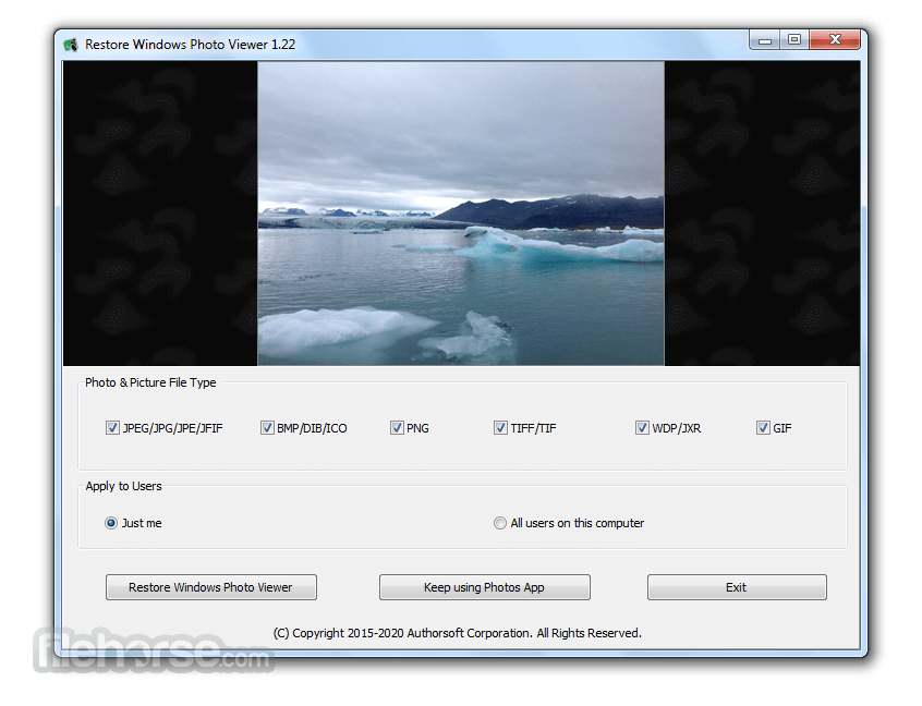 Restore Windows Photo Viewer 畫面截圖 1