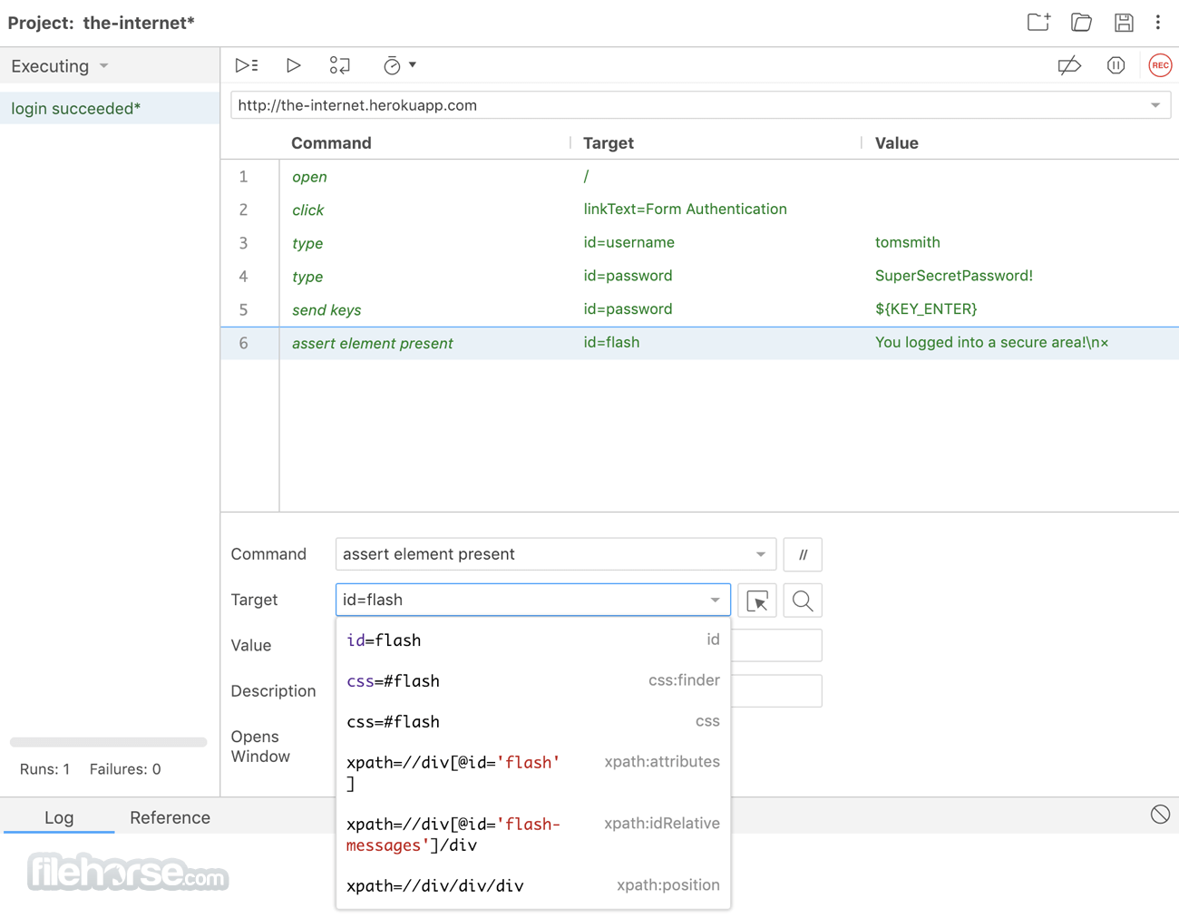 Selenium IDE 畫面截圖 1