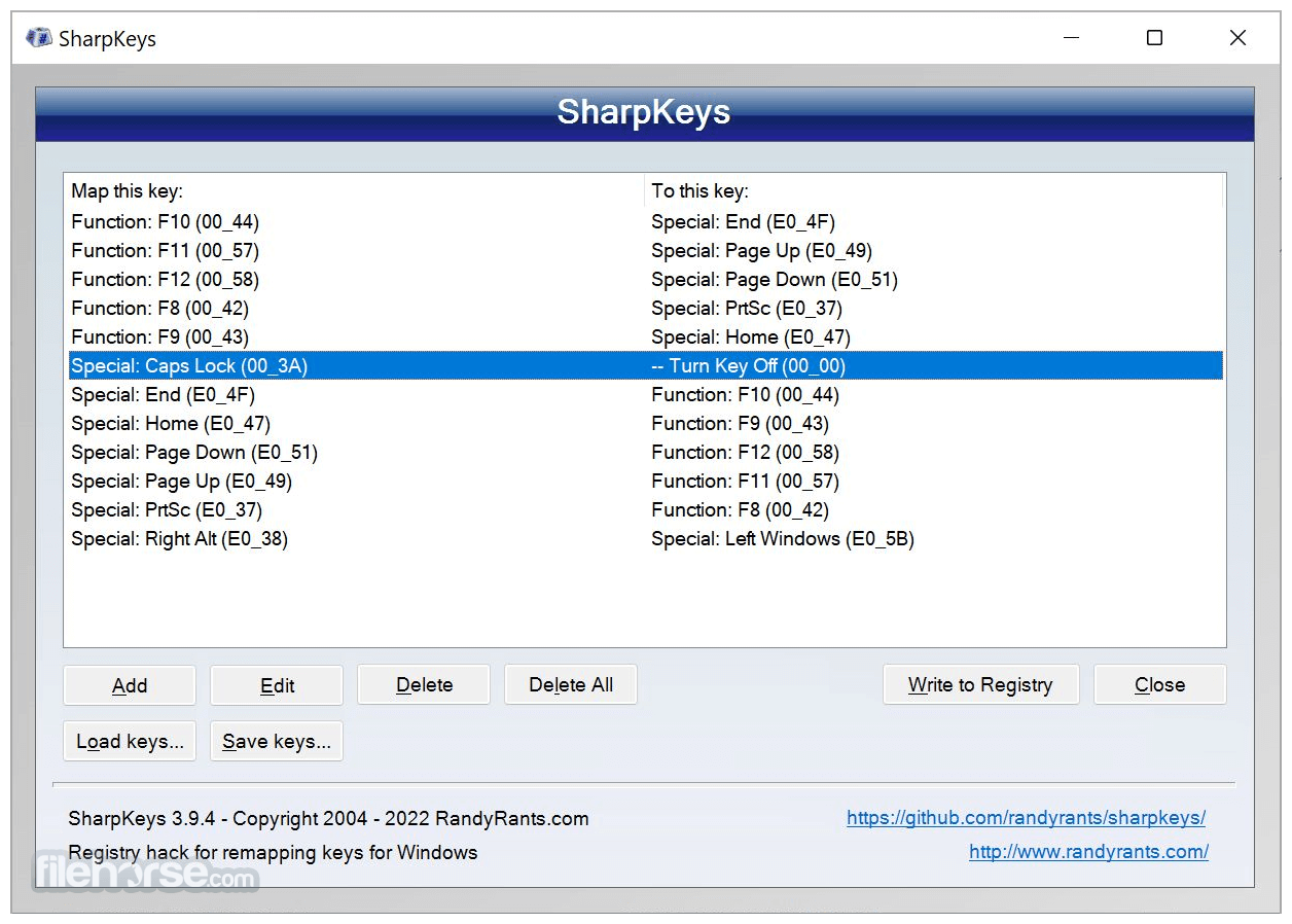 SharpKeys 畫面截圖 1