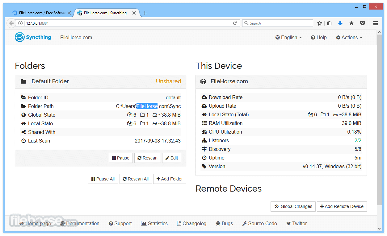 Syncthing 2.1.3 (64-bit) 畫面截圖 1