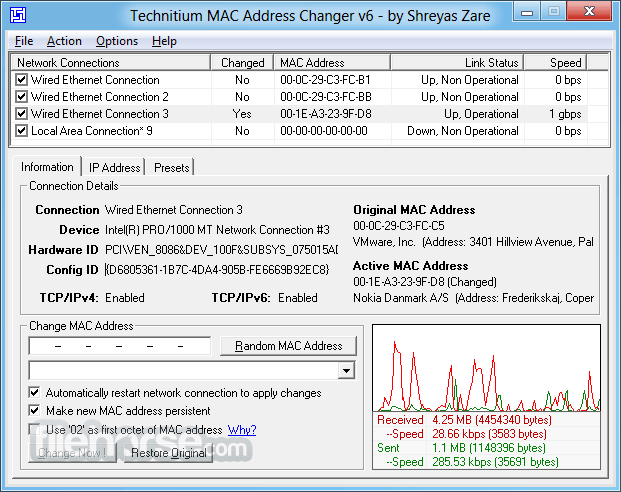 TMAC Technitium MAC Address Changer 畫面截圖 1