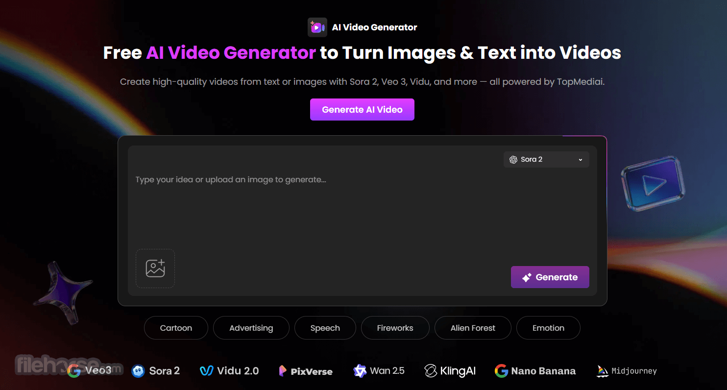 TopMediai - AI Video, Music & Voiceover 畫面截圖 1
