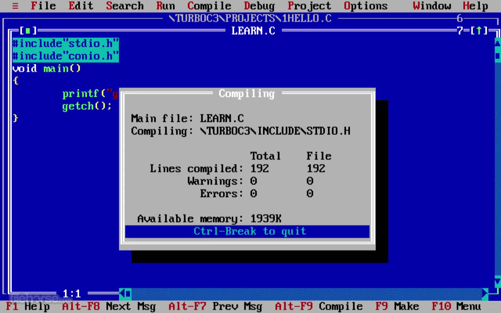 Turbo C++ 畫面截圖 5