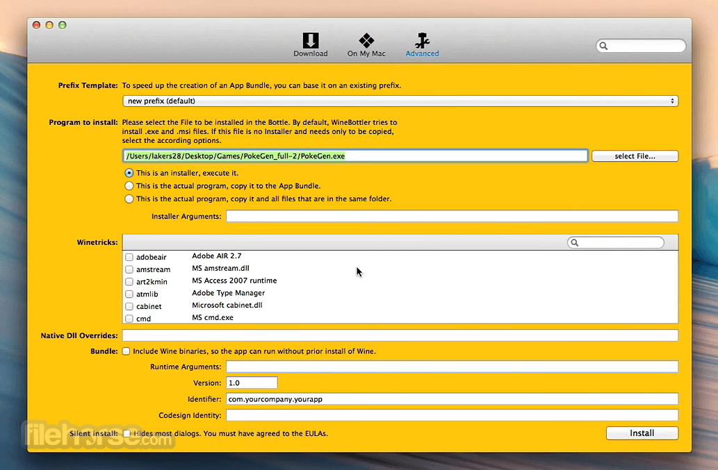 WineBottler 4.0.1.1 Dev 畫面截圖 1